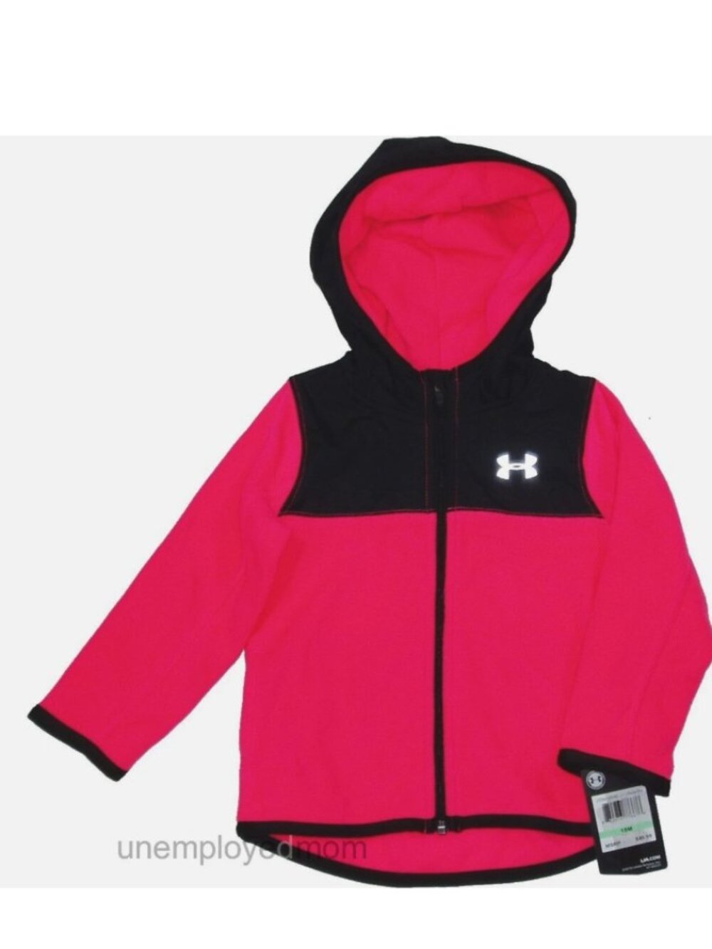 Under Armour Fleece Jacket Girls Pink Black Hooded Sweater 18M